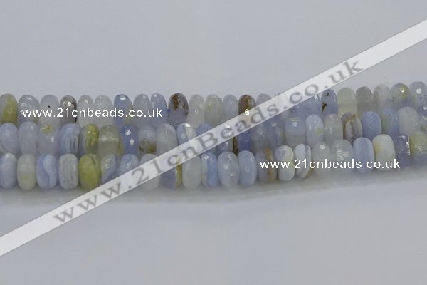 CBC467 15.5 inches 7*12mm faceted rondelle blue chalcedony beads