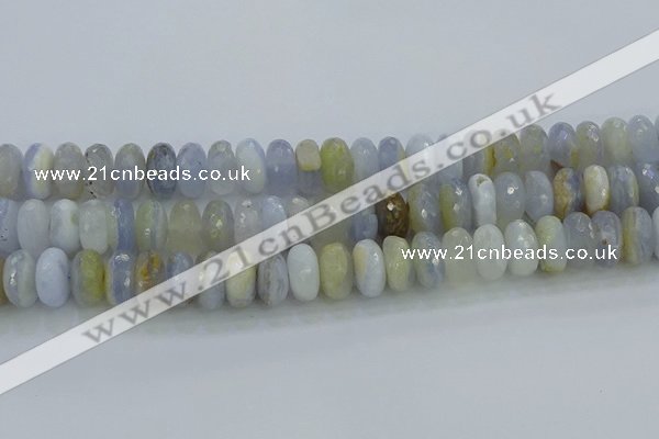 CBC468 15.5 inches 8*14mm faceted rondelle blue chalcedony beads