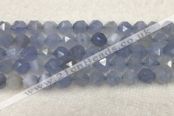 CBC742 15.5 inches 10mm faceted nuggets blue chalcedony beads