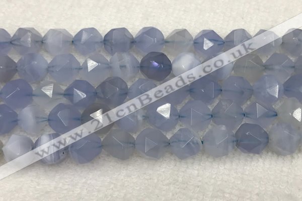 CBC743 15.5 inches 12mm faceted nuggets blue chalcedony beads