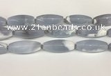 CBC783 15.5 inches 18*45mm rice blue chalcedony beads