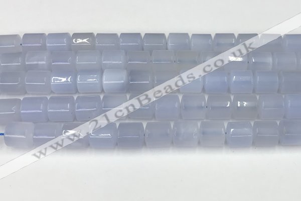 CBC824 15.5 inches 10*11mm tube blue chalcedony gemstone beads