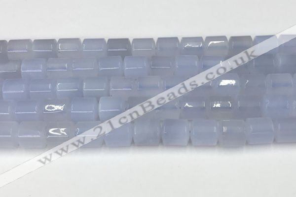 CBC826 15.5 inches 10*11mm tube blue chalcedony gemstone beads