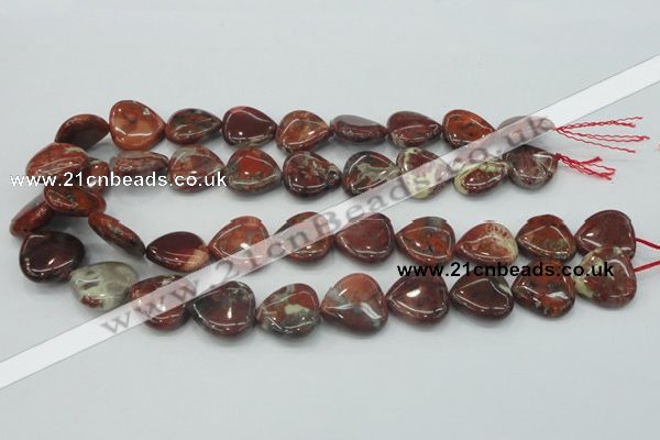 CBD01 15.5 inches 20*20mm heart brecciated jasper gemstone beads