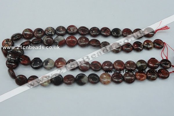 CBD05 15.5 inches 15mm flat round brecciated jasper gemstone beads