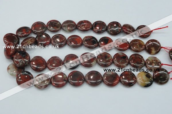 CBD06 15.5 inches 20mm flat round brecciated jasper gemstone beads