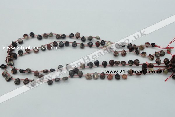 CBD15 6*8mm top-drilled teardrop brecciated jasper gemstone beads