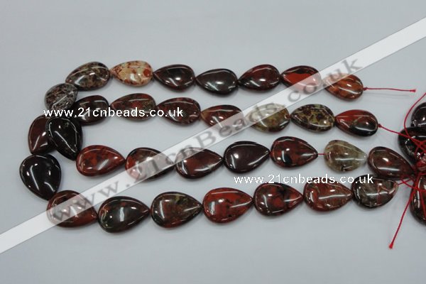 CBD34 15.5 inches 18*25mm flat teardrop brecciated jasper gemstone beads