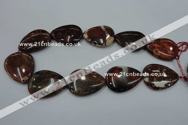 CBD35 15.5 inches 30*40mm flat teardrop brecciated jasper gemstone beads