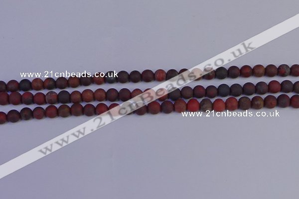 CBD361 15.5 inches 6mm round matte poppy jasper beads wholesale