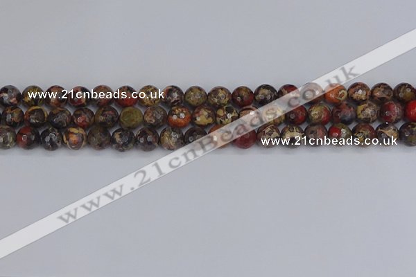 CBD370 15.5 inches 8mm faceted round brecciated jasper beads