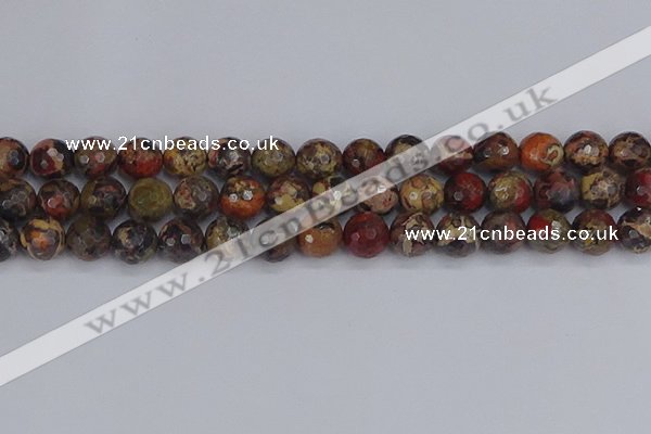 CBD371 15.5 inches 10mm faceted round brecciated jasper beads