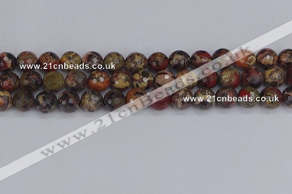 CBD372 15.5 inches 12mm faceted round brecciated jasper beads