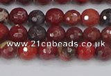 CBD376 15.5 inches 6mm faceted round poppy jasper beads