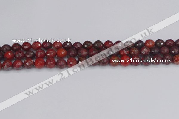 CBD377 15.5 inches 8mm faceted round poppy jasper beads