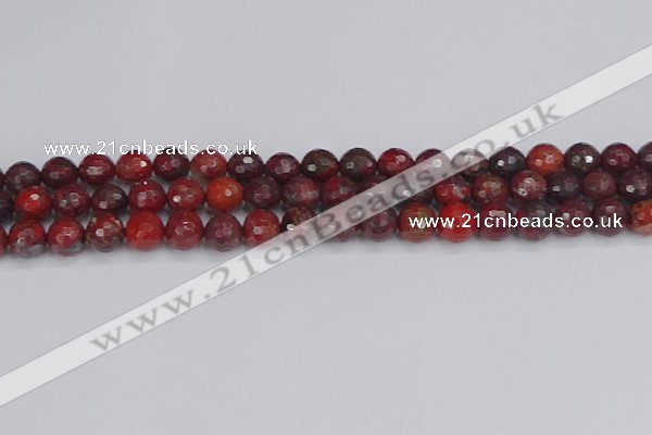 CBD377 15.5 inches 8mm faceted round poppy jasper beads