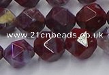 CBD385 15.5 inches 10mm faceted nuggets brecciated jasper beads