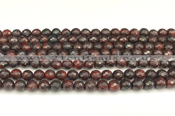 CBD390 15 inches 6mm faceted round brecciated jasper beads