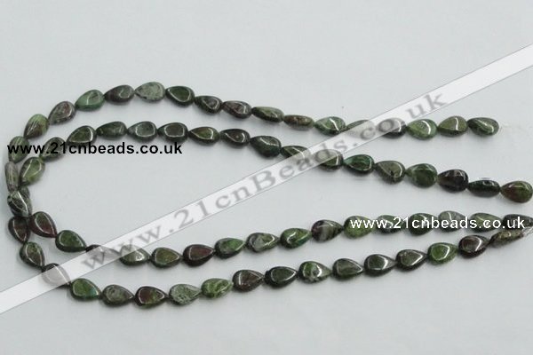 CBG08 15.5 inches 8*12mm flat teardrop bronze green gemstone beads