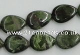 CBG09 15.5 inches 13*18mm flat teardrop bronze green gemstone beads