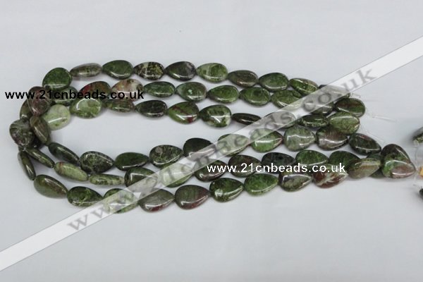 CBG09 15.5 inches 13*18mm flat teardrop bronze green gemstone beads