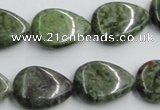 CBG10 15.5 inches 15*20mm flat teardrop bronze green gemstone beads