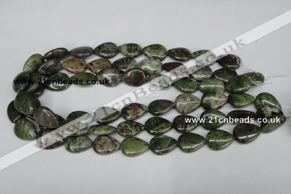 CBG10 15.5 inches 15*20mm flat teardrop bronze green gemstone beads