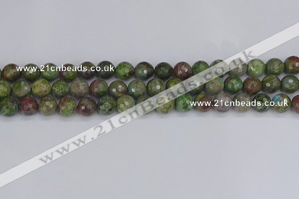 CBG103 15.5 inches 10mm faceted round bronze green gemstone beads