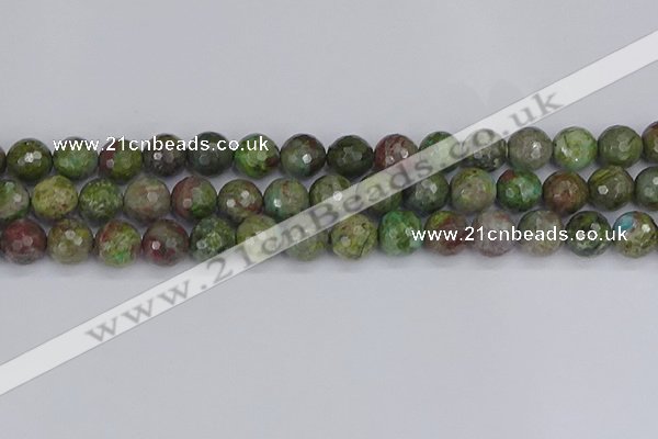 CBG104 15.5 inches 12mm faceted round bronze green gemstone beads