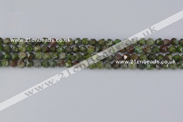 CBG108 15.5 inches 6mm faceted nuggets bronze green gemstone beads