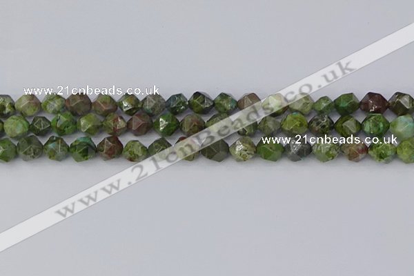 CBG109 15.5 inches 8mm faceted nuggets bronze green gemstone beads