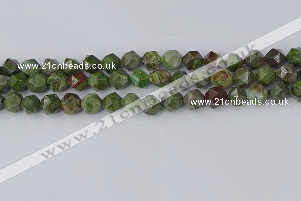 CBG110 15.5 inches 10mm faceted nuggets bronze green gemstone beads