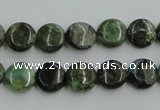 CBG12 15.5 inches 8mm flat round bronze green gemstone beads