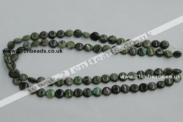 CBG12 15.5 inches 8mm flat round bronze green gemstone beads