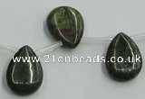 CBG21 13*18mm top-drilled flat teardrop bronze green gemstone beads