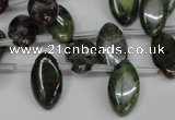 CBG25 Top-drilled 10*18mm marquise bronze green gemstone beads