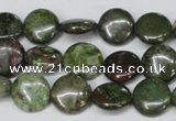 CBG35 15.5 inches 14mm flat round bronze green gemstone beads