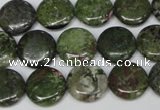 CBG36 15.5 inches 16mm flat round bronze green gemstone beads