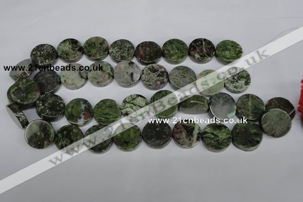 CBG61 15.5 inches 18mm coin bronze green gemstone beads