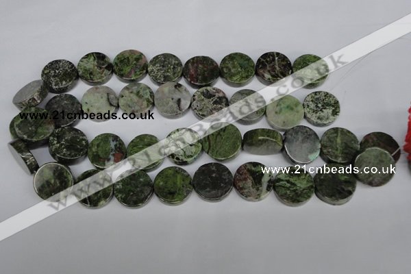 CBG62 15.5 inches 20mm coin bronze green gemstone beads