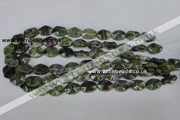 CBG65 15.5 inches 13*18mm wavy oval bronze green gemstone beads