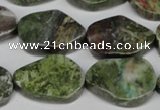 CBG67 15.5 inches 18*25mm wavy teardrop bronze green gemstone beads