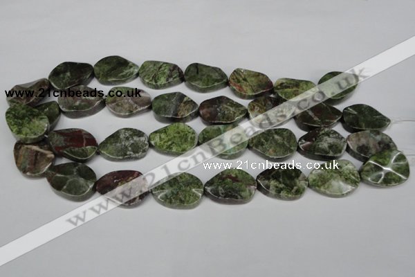 CBG67 15.5 inches 18*25mm wavy teardrop bronze green gemstone beads