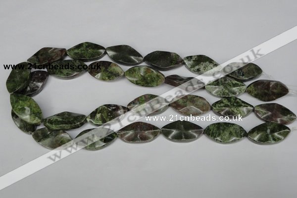 CBG71 15.5 inches 15*30mm wavy marquise bronze green gemstone beads