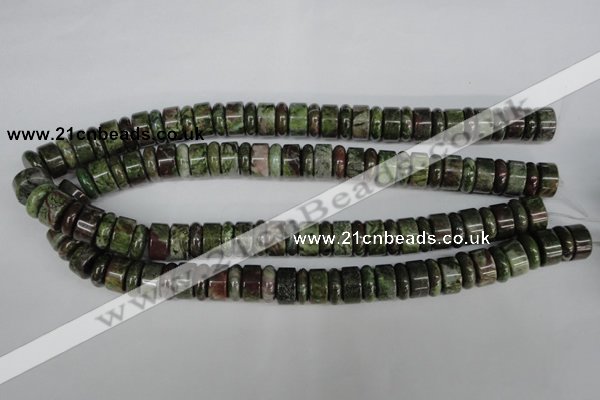 CBG80 15.5 inches 5*14mm & 7*14mm rondelle bronze green gemstone beads