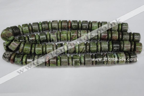 CBG82 15.5 inches 6*18mm & 11*18mm rondelle bronze green gemstone beads