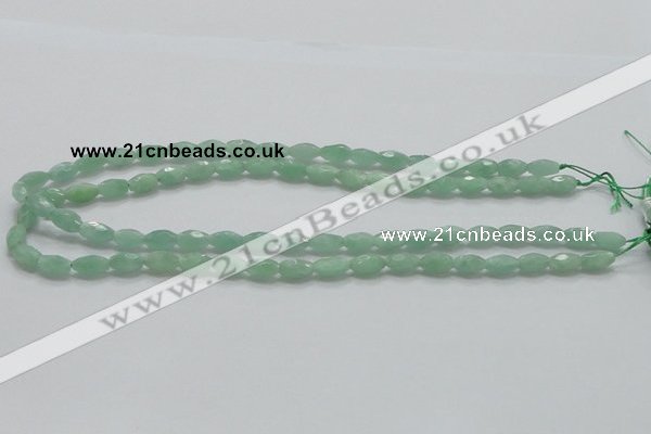 CBJ12 15.5 inches 6*10mm faceted rice jade beads wholesale