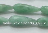 CBJ26 15.5 inches 10*30mm faceted teardrop jade beads wholesale