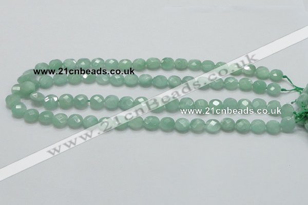 CBJ36 15.5 inches 10mm faceted flat round jade beads wholesale