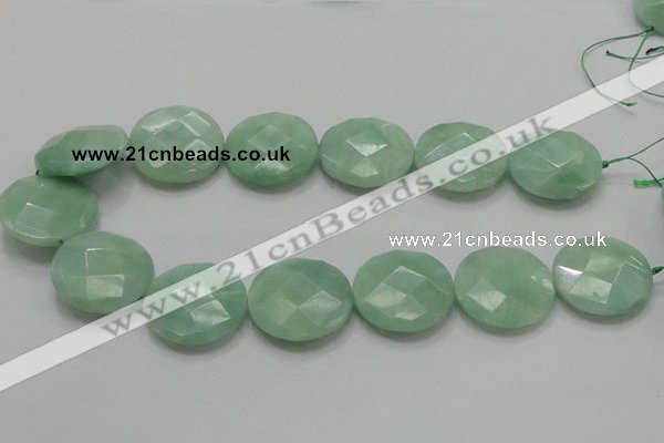 CBJ40 15.5 inches 30mm faceted flat round jade beads wholesale